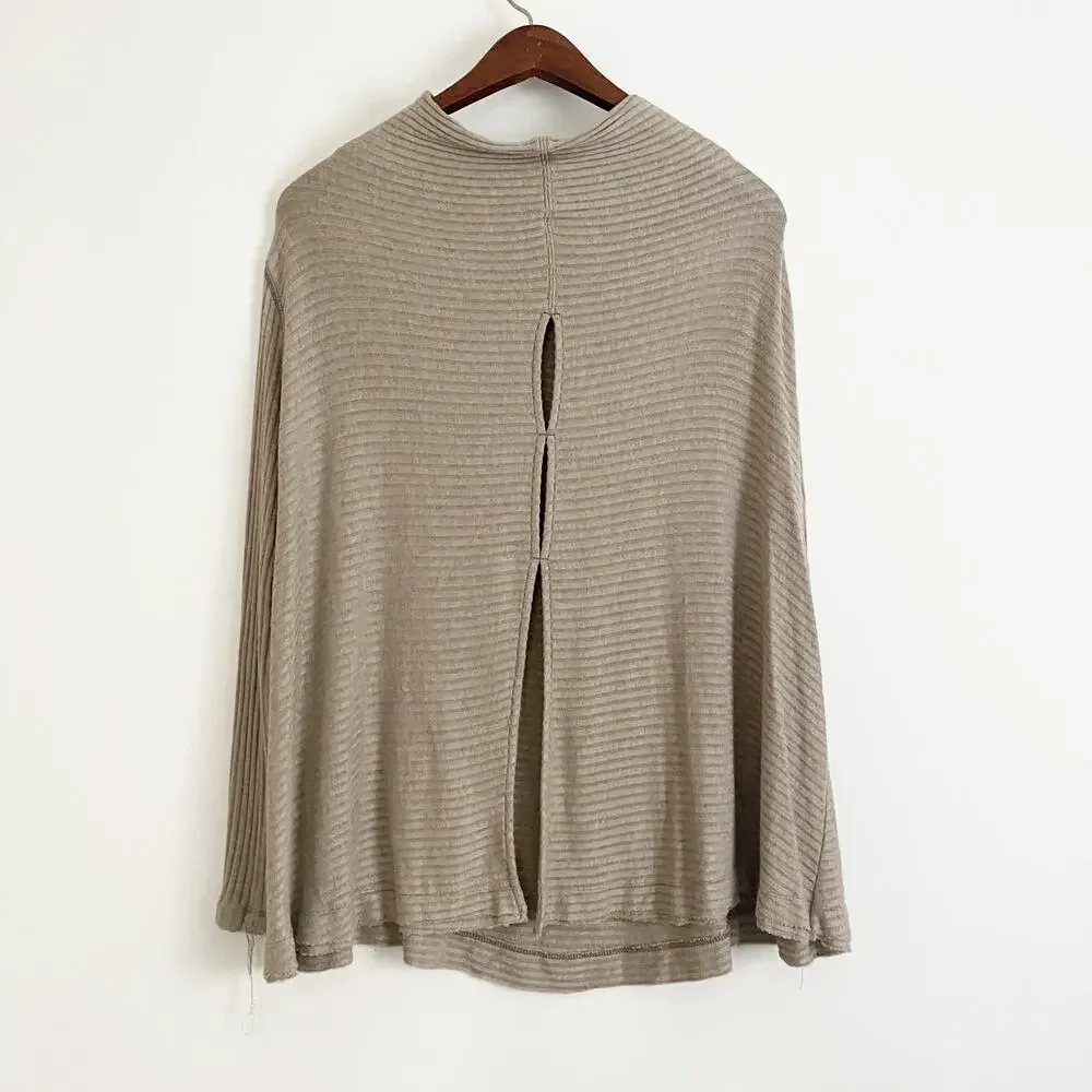 FREE PEOPLE Lover Rib Thermal Long Sleeve Taupe XS